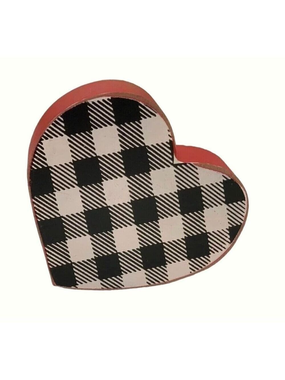 Valentine Buffalo Plaid Heart Red Rustic Home Kitchen Decor Accent Farmhouse